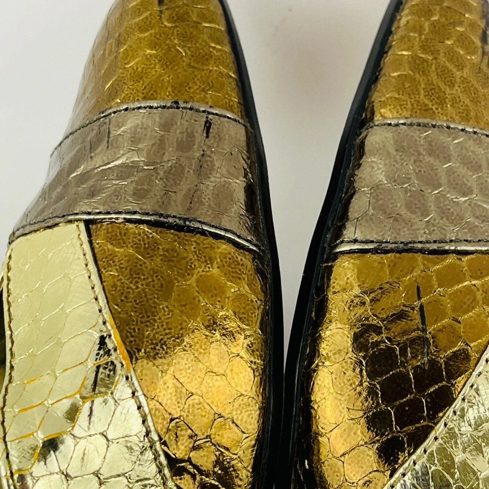 Womens‎ 6.5M Sutton Plaza Pumps Metallic Bronze Gold Copper Faux Snakeskin Heels